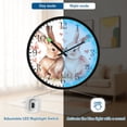 thumbnail image 5 of Voice Activated Clock with Glow Light 12 Inch Large Silent Wall Clock Battery Operated for Home Decor Two Cute Bunnies Pattern, 5 of 8