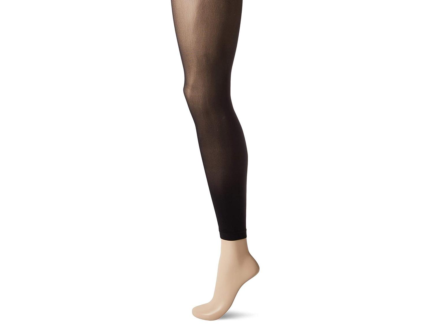 Hue HUE Women's Flattering Fit Opaque Footless Tights, black, 2