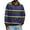 Dark Green, variant on Dark Striped Henley Collar Pullover, Men's Casual Striped Print Button Up Long Sleeve Polo Shirt for Fall Winter, Layering and Streetwear,Black,L