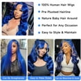 thumbnail image 5 of 13*6 Inch HD Lace Closure 100% Human Hair Wig Body Wave Lace Front Wig 22" Blue Hair Heat Resistant Bleachable, 5 of 8