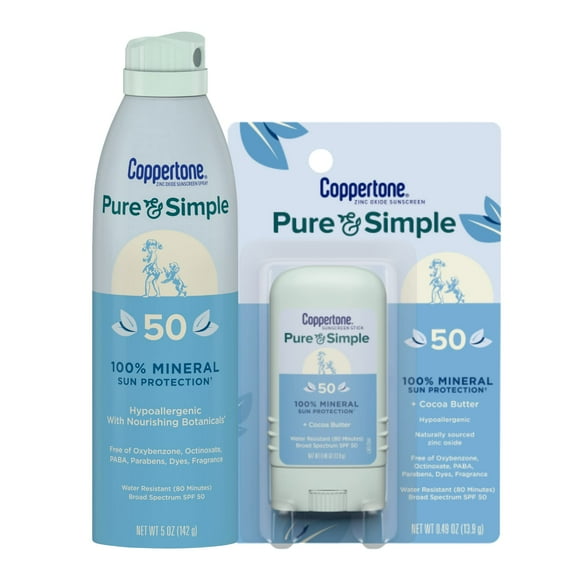 Paquete de protector solar Coppertone Pure and Simple SPF 50
