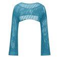 thumbnail image 4 of Ltctricy Women's Crochet Crop Tops Long Sleeve Boat Neck Hollow out See Through Cover Ups Knit Shrug Sweaters(Blue,Large), 4 of 5