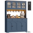 thumbnail image 7 of Homfa 71" Kitchen Pantry with LED Lights and Charging Station, Freestanding Kitchen Cupboard with Storage and Microwave Stand, Floor Cabinet for Dining Living Room, Blue, 7 of 7