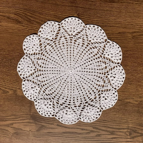 Fymlhomi Round Placemat Crochet Lace Doily Fabric Coasters Doilies Value Pack, 2 pcs/Set Tablecloth Covers