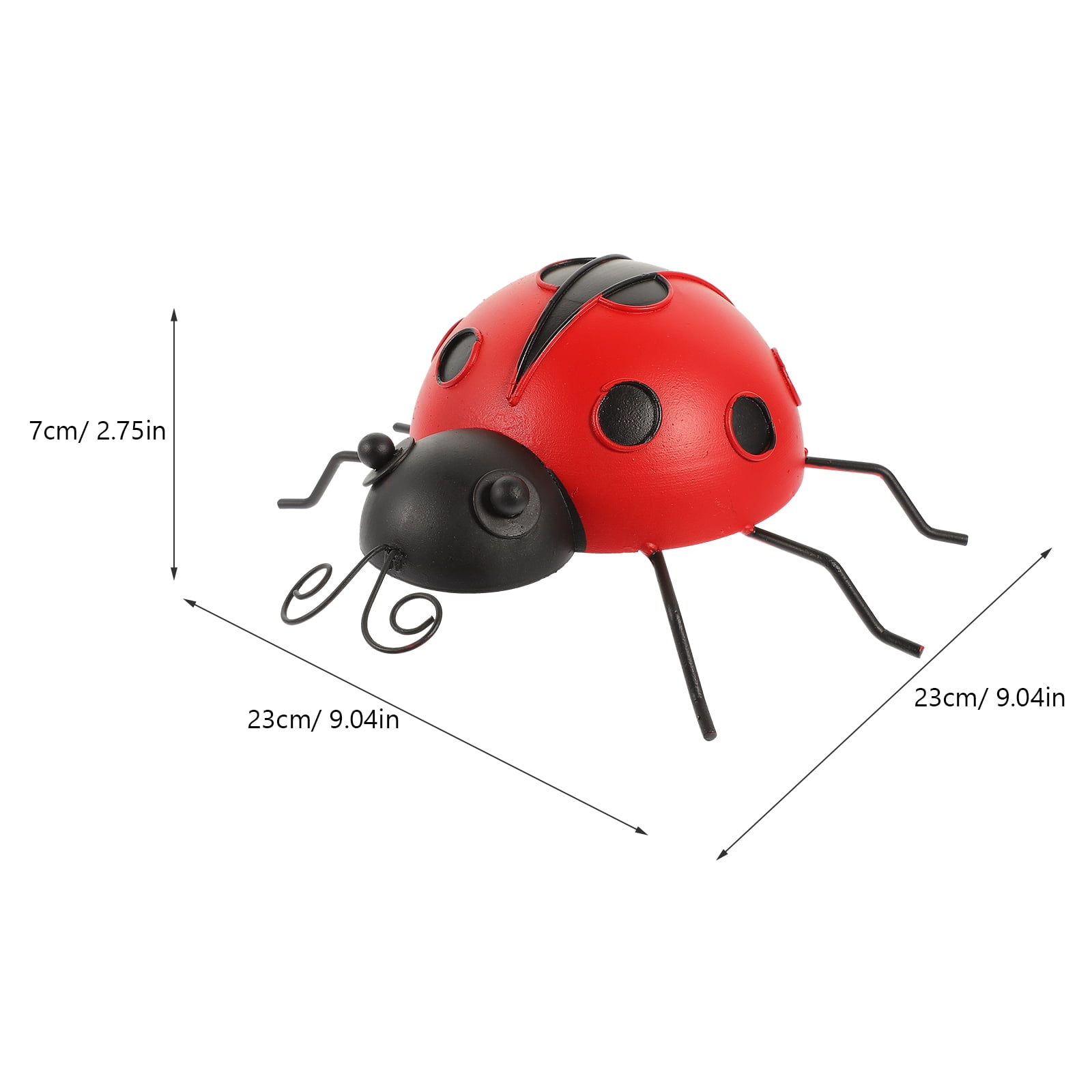 NUOLUX 3Pcs Simulation Red Ladybug Decor Iron Art for Garden and Terrace