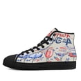 thumbnail image 3 of 4th Of July Red White And Blue Wine Patriotic High Top Canvas Shoes Sneakers Black Size 5, 3 of 7