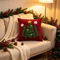 thumbnail image 4 of Soft Velvet Round Tufted Throw Pillow with Star Snowflake Ball Motifs, Christmas Embossed Decorative Cushion for Sofa Couch Bed and Living Room Decor (Multicolor), 4 of 6