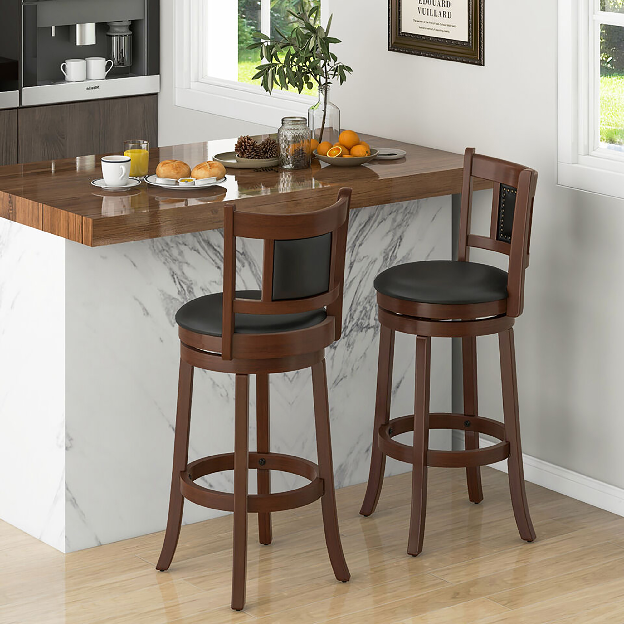 Gymax 30.5'' Swivel Bar Stool Set of 2 Counter Height Bar Stools Armless Chairs for Pub