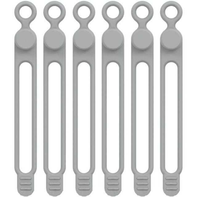 Paquetes de 12 piezas de bridas para cables de silicona, bridas para cables reutilizables, organizador de cables de almacenamiento de cables de datos, bridas para cables de silicona, gris