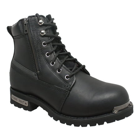 

Womens 6 Reflective Double Zipper Biker Boot