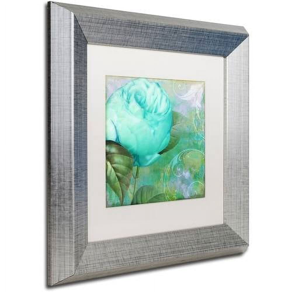 Trademark Fine Art "Aqua Rose I" Canvas Art by Color Bakery White Matte, Silver Frame