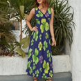 thumbnail image 6 of Clover Floral Pattern Womens Night Club Maxi Dress V Neck Sleeveless Bohemia Long Dresses, 6 of 9