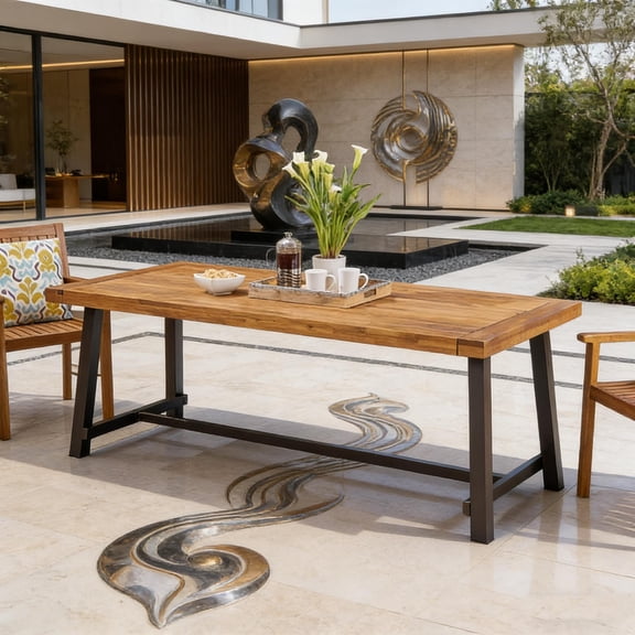 Weather-Resistant Outdoor Dining Table, Large Patio Table for Garden or Deck, Sturdy All-Weather Construction
