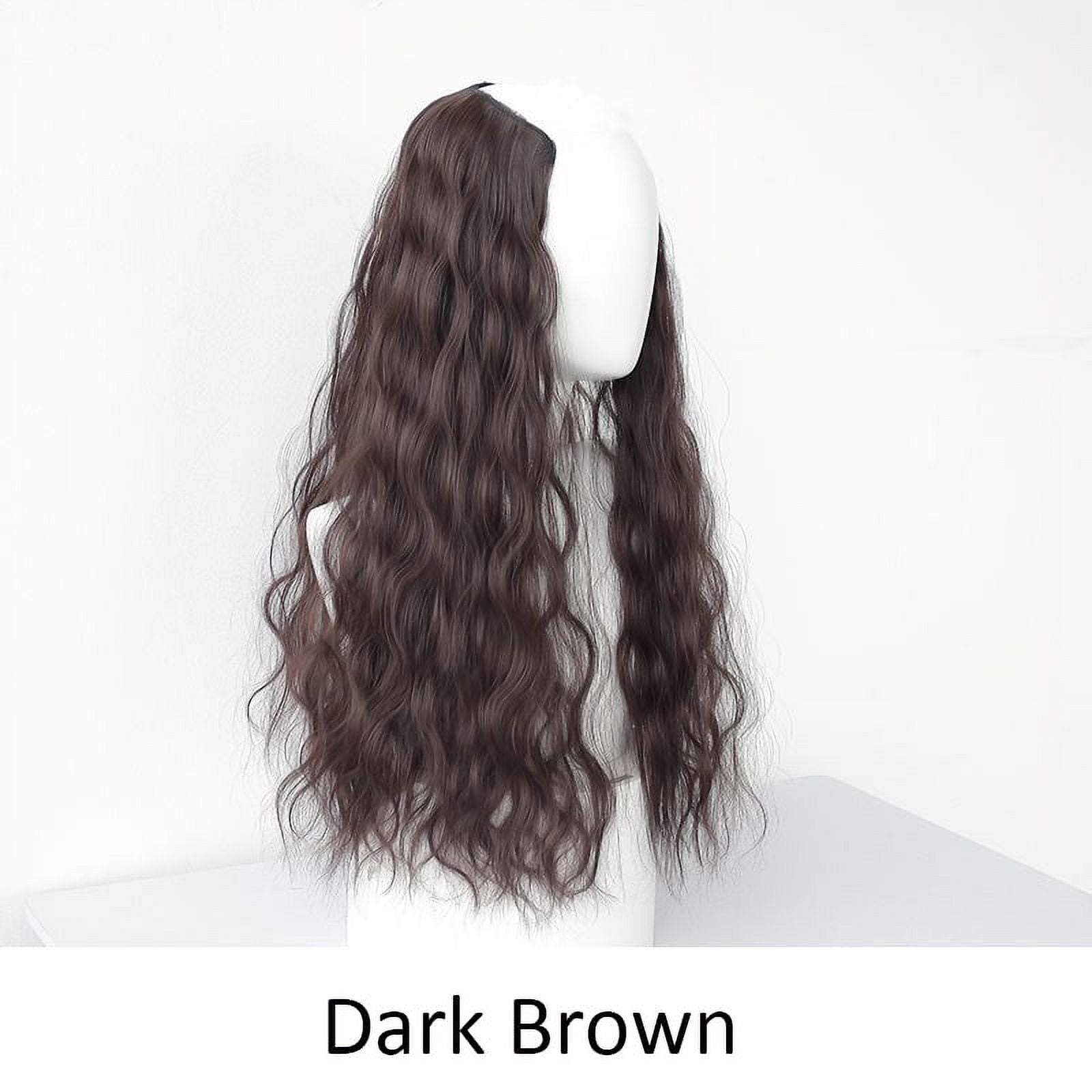 Synthetic U-Shaped corn beard wig piece clip in hair extension water ripple hairpiece black long wavy curly fake hair piece
