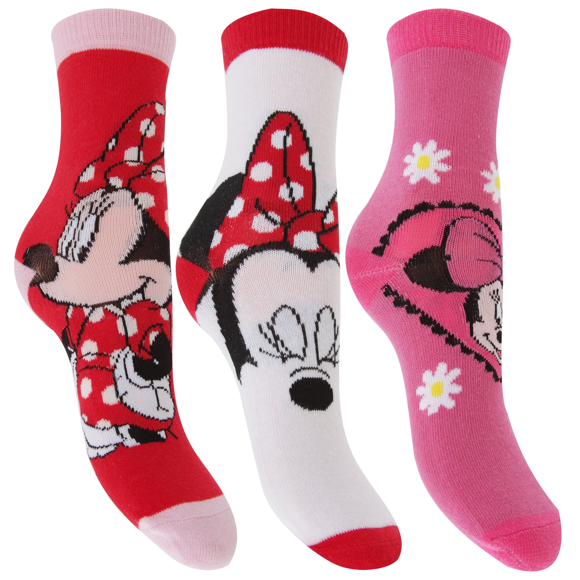 Disney Minnie Mouse Childrens Girls Official Patterned Socks (Pack Of 3