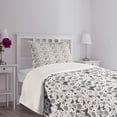 thumbnail image 4 of Ambesonne Black and White Quilted Bedspread Set 2 Pcs, Petal Spring Dots, Twin Size, Black White, 4 of 5