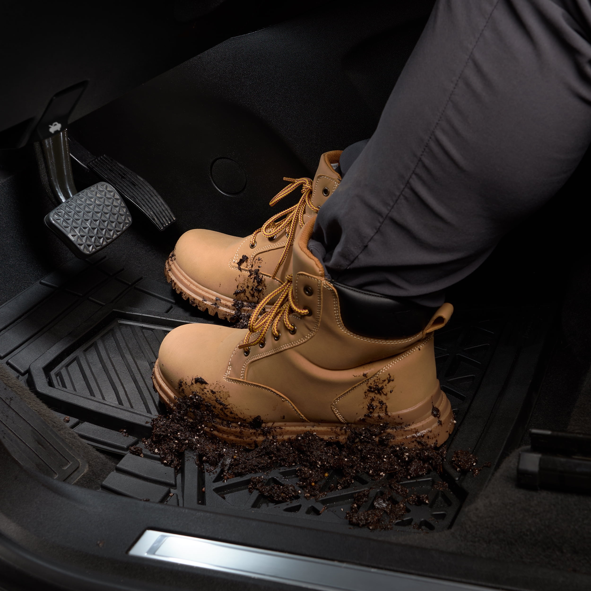 Genuine Dickies Adjustable 3-Piece Black Rubber Floor Mat Set with Rear Mats