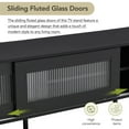 thumbnail image 4 of Euroco TV Stand for 75 inch Media Console with Sliding Glass Doors, Wood TV Console Entertainment Center for LIving Room, Black, 4 of 8