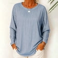 thumbnail image 2 of Women's T-shirt Classic Striped Crew Neck Long Sleeves Tee Tops (Blue L), 2 of 4