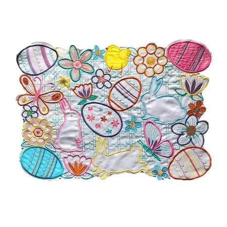 

Inside Style Girly Tablecloth Easter Bunny Egg Placemat Dorm Room Decor Tablecloth Table Flag Embroidered Placemat