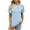 Sky Blue, variant on Fesfesfes Tee Women's Solid Round Neck Short Sleeved Lace Top Shirts for Women S(US:4)
