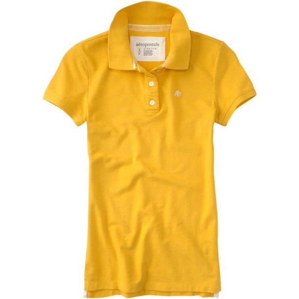 Aeropostale Womens Uniform A87 3 Button Polo Shirt, Amarillo, X-Small