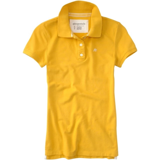 Aeropostale Womens Uniform A87 3 Button Polo Shirt, Amarillo, X-Large