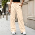 thumbnail image 4 of AherBiu Cargo Pants for Women Button Mid Rise Straight Leg Streetwear Juniors Cargos Loose Fitted Hiking Pants with Pockets(XX-Large,Beige), 4 of 7