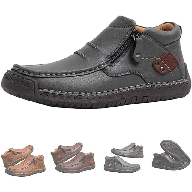 The First Young Driving Boots Men, Men’s Handmade Premium Leather Slip-On Driving Boots Travel & Outdoor
