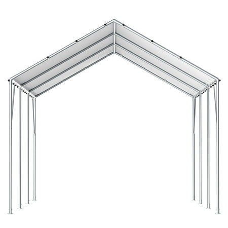 10 x 20 Heavy-Duty White Carport Canopy Replacement Cover Waterproof & UV Resistant Tarp for Garage Tent Shelter Includes 40 Ball Bungees for Easy Installation (Top Only No Frame)