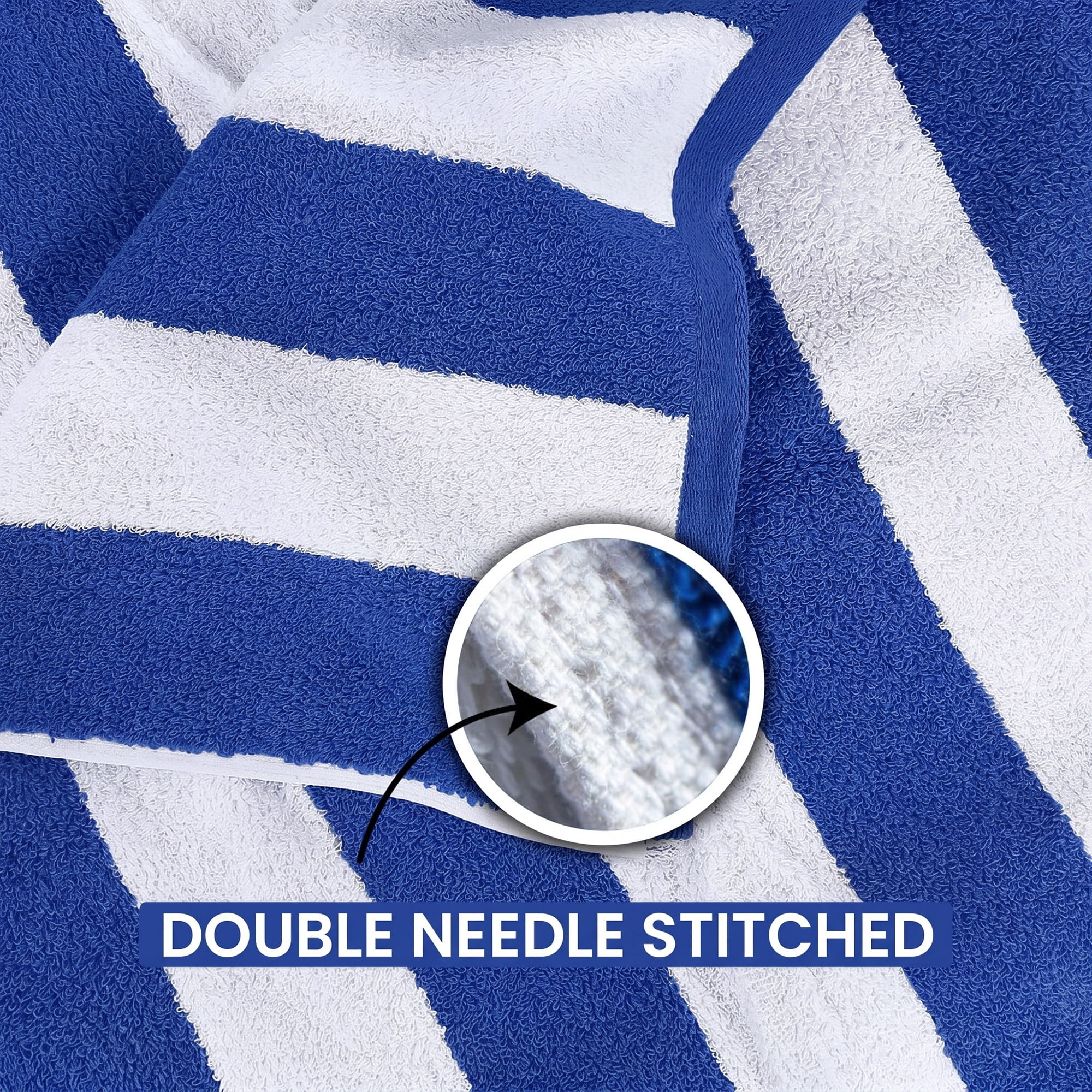 Blue Cabana Stripe Extra Large Bulk Beach Towels 32x64 Pack of 36 - Soft Ringspun 100% Cotton Pool Towels - 3 Dozen Wholesale Pack - Quick Dry, Highly Absorbent – Perfect for Pool, Hotels and Resorts