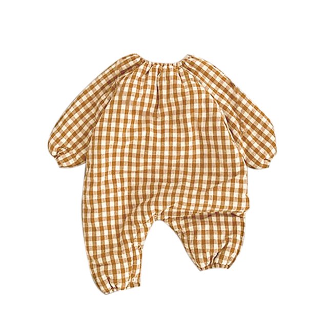 Gibobby Mamelucos para bebe niño polar de manga larga de algodón a cuadros de invierno para niñas recién nacidas(Amarillo, 6-12 Meses)