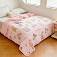 thumbnail image 4 of Linnome Washed Cotton Summer Quilt Rose Rabbit and Bear Print Air Conditioning Blanket Breathable for Nap 59x39.3in Multicolor#01, 4 of 6
