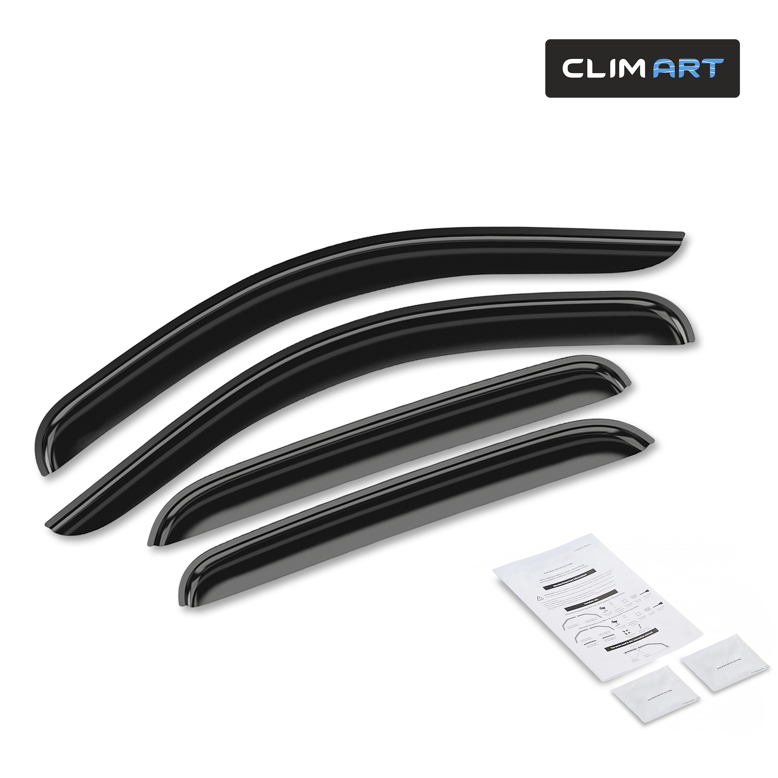 CLIM ART Incredibly Durable Rain Guards Chevrolet (Chevy) Silverado/GMC Sierra 1500 2007-2013 Crew Cab, Tape-on Window Deflectors, Vent Deflector, Vent Window Visors, Truck Accessories, 4pcs- 407003