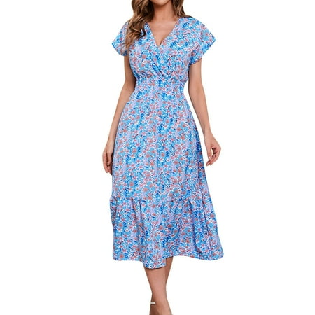 

Pianpianzi Leather Corset Dresses for Women Length Casual Dresses for Women Womens V Neck Long Dress Ladies Fashion Casual Chiffon Print Raglan Sleeves Swing Dress Vacation Beach Dress