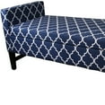 thumbnail image 4 of Blue and White Quatrefoil Dark Wood Storage Bench, 4 of 5