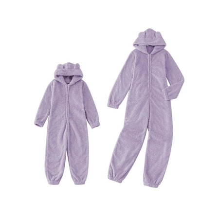 

Ma&Baby Matching Pajamas Set for Family Fleece Christmas Sleepwear Zipper Jumpsuit Loungewear