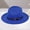 Blue, variant on Women's Wide Brim Felt Fedora Hat, Adjustable Leather Belt Buckle, Elegant Jazz Style Cowboy Hat Grey One Size