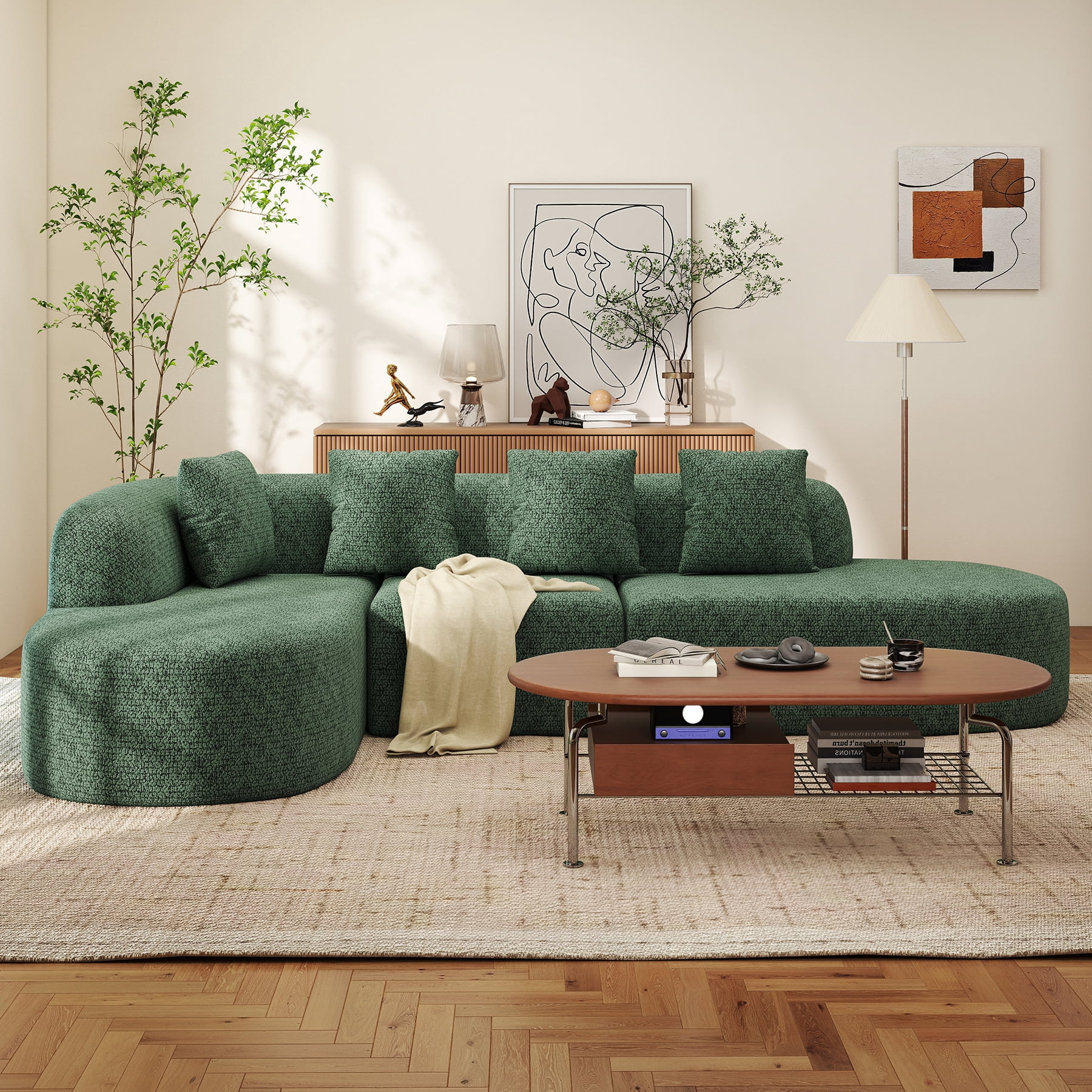 Daluvenix 114 Inch Boneless Couches for Living Room Modern Modular Sectional Sofa with Left Chaise L-Shape Cloud Sectional Couch