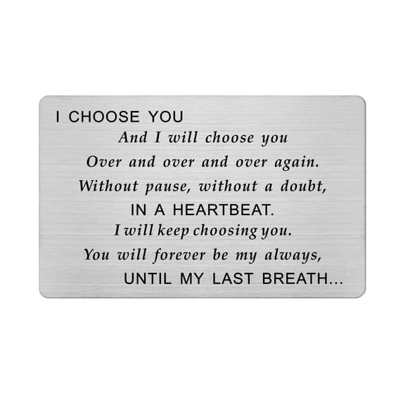 FALOGIJE Engraved Wallet Card Insert Men, I Choose You, I Love You Gifts for Him, Anniversary Card for Husband, Groom's Gifts on Wedding Day, Fiance Birthday card, Fathers Day, Valentines