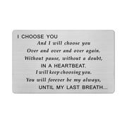 FALOGIJE Engraved Wallet Card Insert Men, I Choose You, I Love You Gifts for Him, Anniversary Card for Husband, Groom's Gifts on Wedding Day, Fiance Birthday card, Fathers Day, Valentines