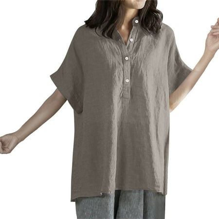 

Fsqjgq Basic Tops For Women Tee Bra Women Chiffon Button Down Shirts With Pockets Short Sleeve Office Blouses Neckline Casual Business Tops Slim Fit Shirts Button down Blouse for Women