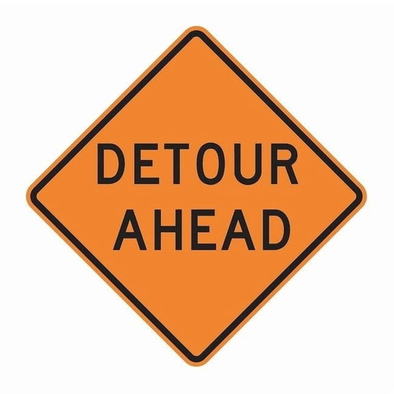Lyle Detour Ahead Traffic Sign,30" x 30" W20-2D-30HA
