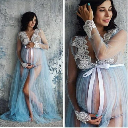 Maternity Lace Maxi Dress Pregnant Photography Photo Props Fancy Women Clothes