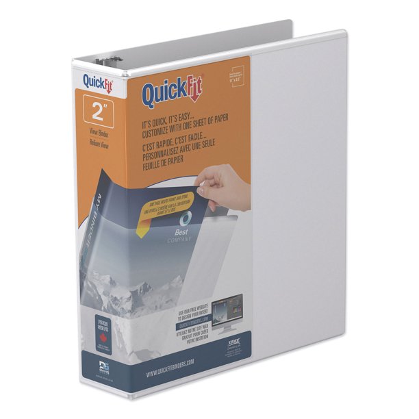 QuickFit, STW87030, DRing View Binders, 1 Each, White