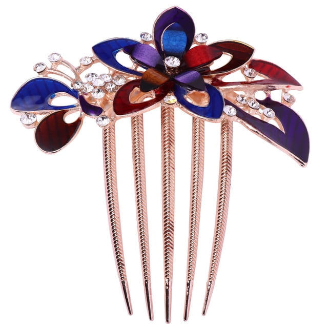 Peigne à Cheveux de Mariée Fleur Coiffure Délicate Coiffure Robe de Mariée Accessoires Parti Ornement de Cheveux pour les Femmes (Coloré)