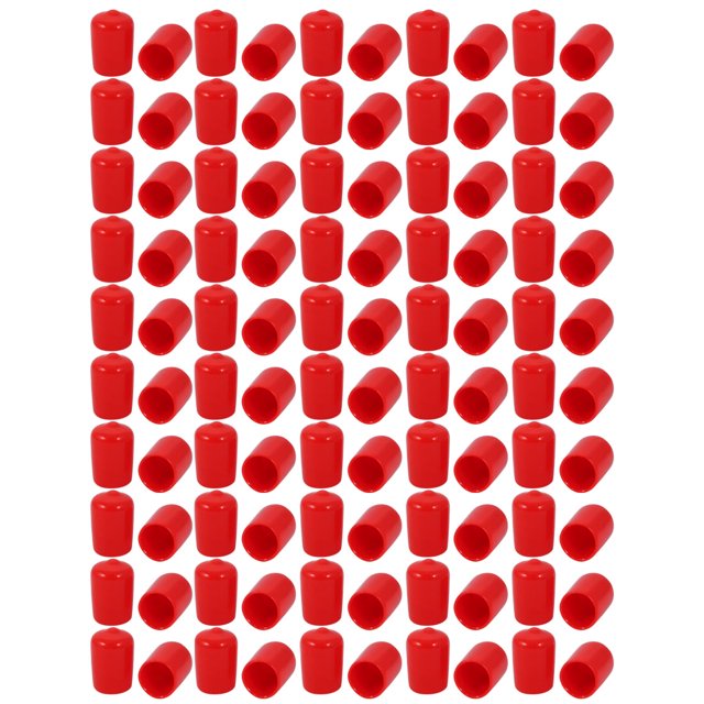 Unique Bargains 100pcs 12mm Inner Dia PVC Flexible Vinyl Cap Screw Thread Protector Cover Red