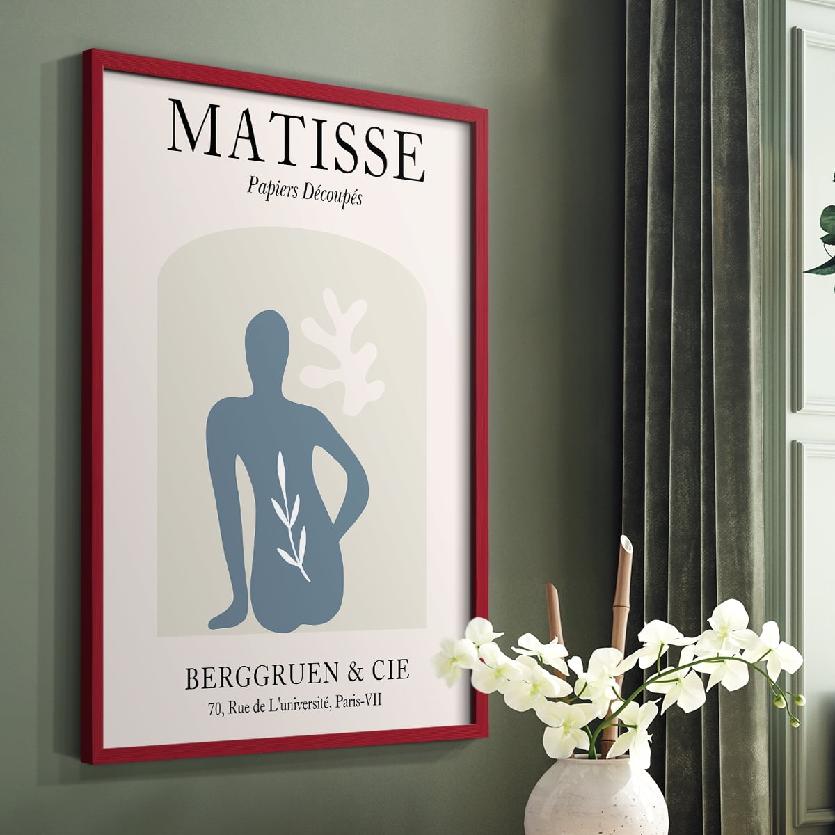 Matisse DVII Framed Print in Red Solid Wood Framed Print No Nail Hanging