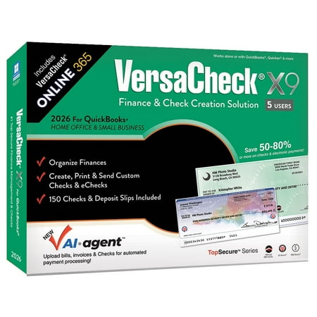 VersaCheck X9 2026 for QuickBooks – 5 Users + VersaCheck ONLINE Gold 1yr Sub Bundle