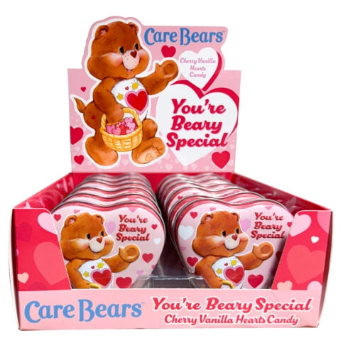 Care Bears Hard Candy Heart Shaped Tin Sweet Cherry Vanilla 1.2 Ounces Tin, 12 Count